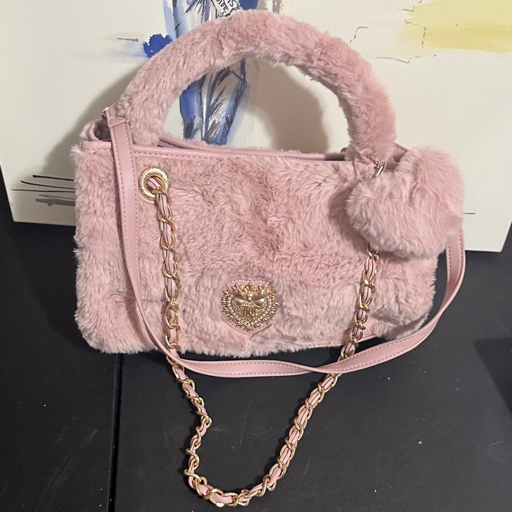 Juicy couture love fury satchel and shoulder strap with bag charm